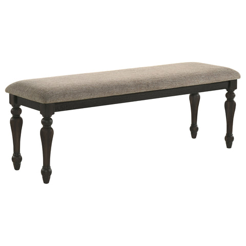 Joel Fabric Upholstered Dining Bench Stone and CharcoalCharcoal Sandthrough