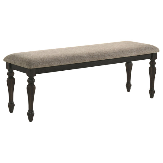 Leaton Fabric Upholstered Dining Bench Stone and Charcoal