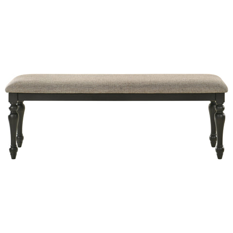 Joel Fabric Upholstered Dining Bench Stone and CharcoalCharcoal Sandthrough