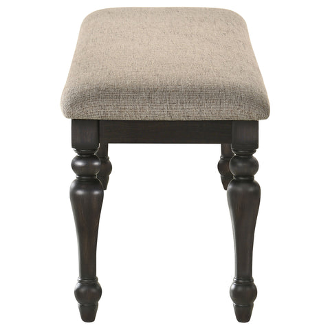Joel Fabric Upholstered Dining Bench Stone and CharcoalCharcoal Sandthrough