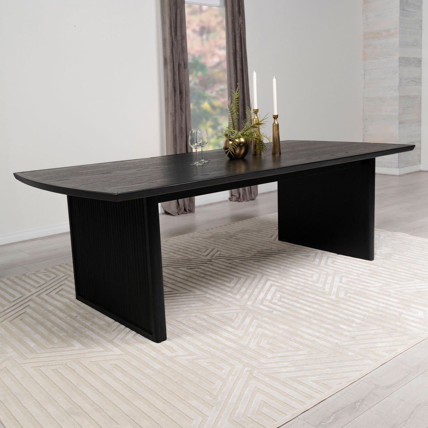 thatcher 100-inch extension leaf dining table black