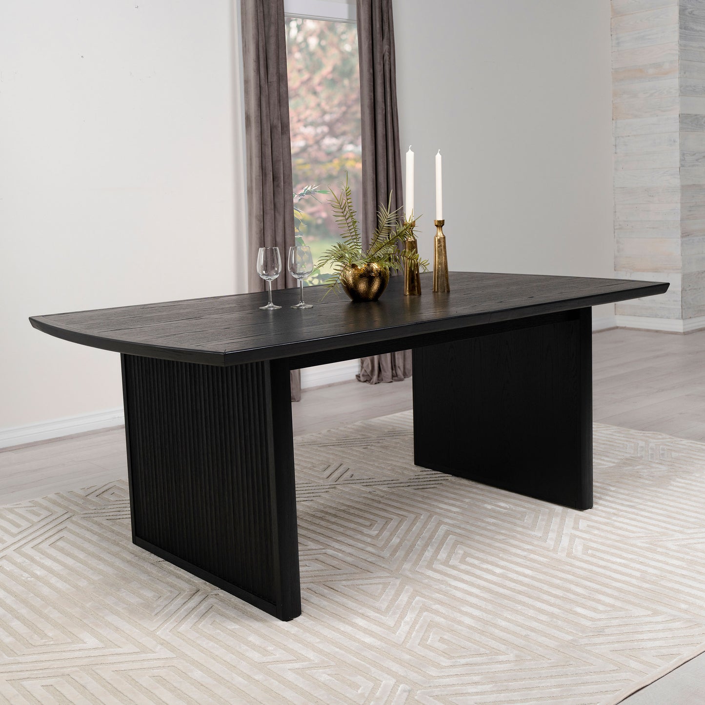 thatcher 100-inch extension leaf dining table black