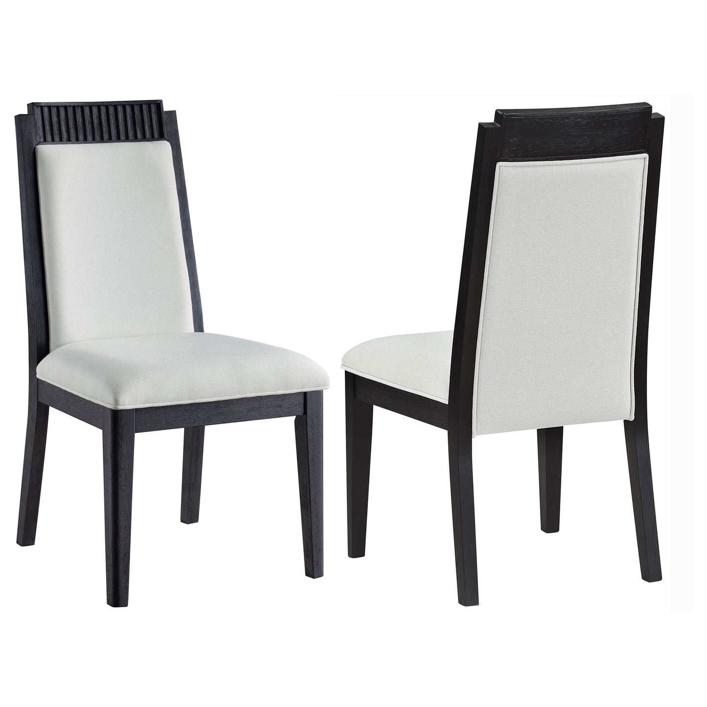 thatcher wood dining side chair ivory and black (set of 2)