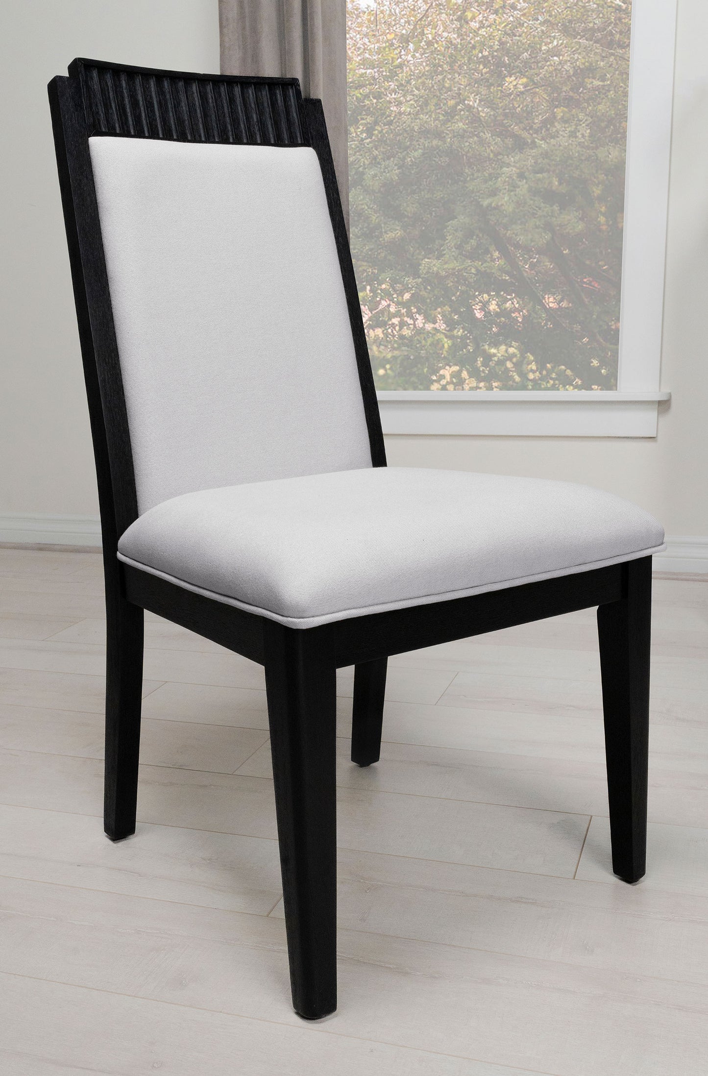 thatcher wood dining side chair ivory and black (set of 2)