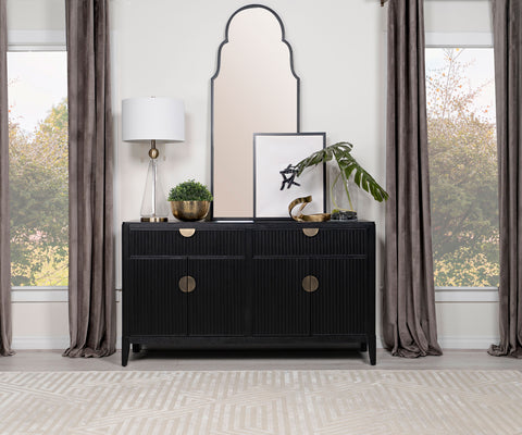 Harvey 4-door Sideboard Buffet Storage Cabinet BlackBlack