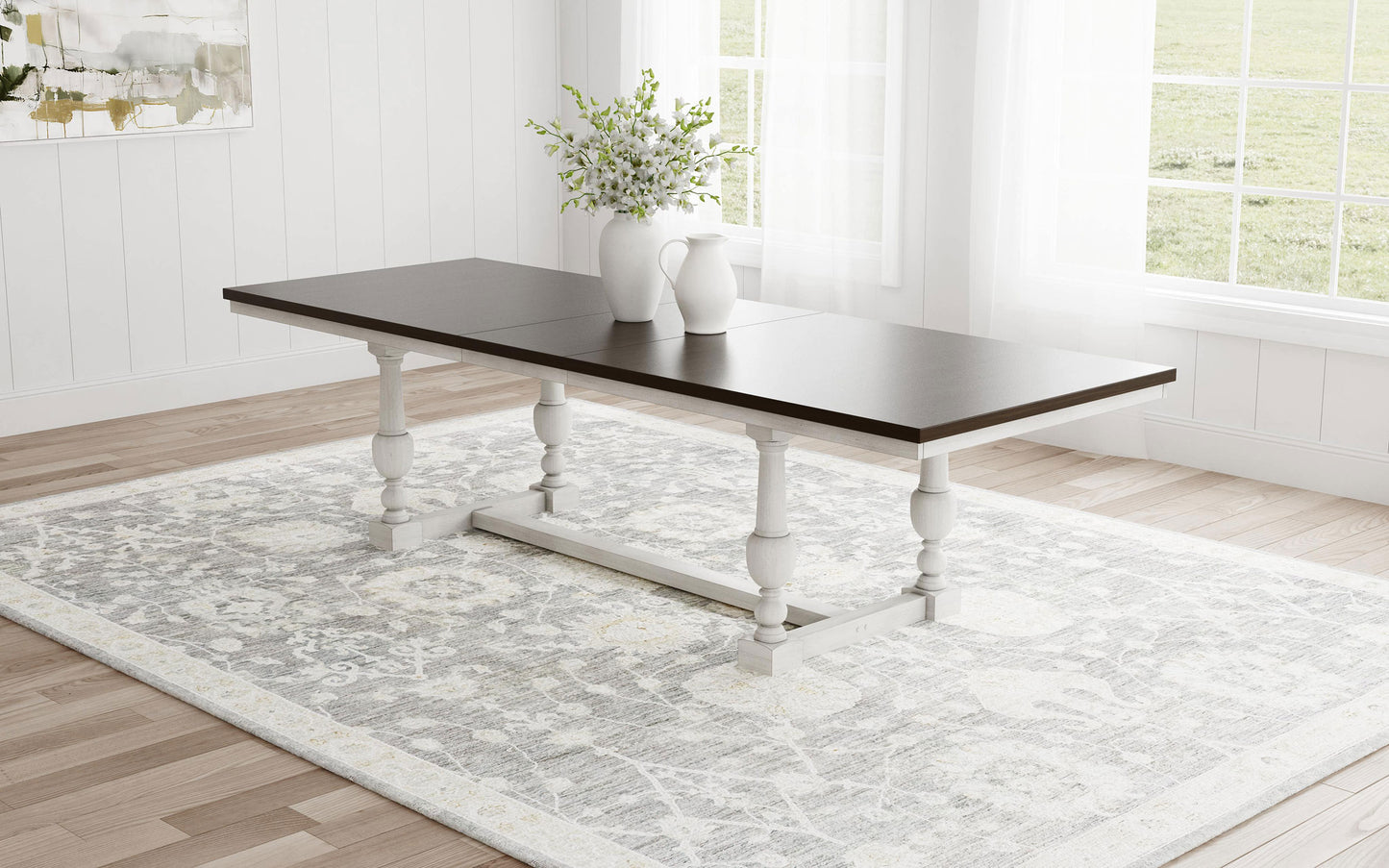 chalet 112-inch extension dining table vintage charcoal