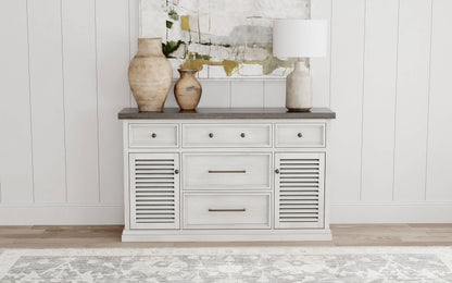 Chalet 5-drawer Sideboard Buffet Cabinet Vintage White