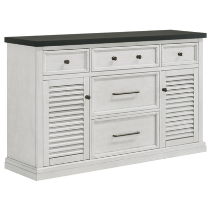 Chalet 5-drawer Sideboard Buffet Cabinet Vintage White