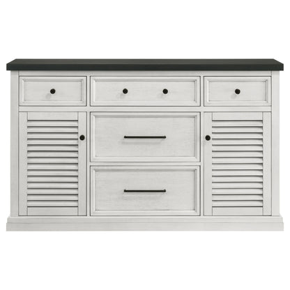 Chalet 5-drawer Sideboard Buffet Cabinet Vintage White