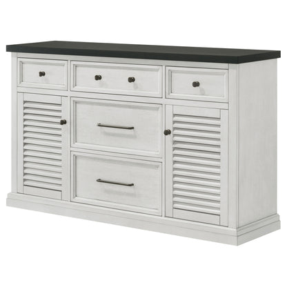 Chalet 5-drawer Sideboard Buffet Cabinet Vintage White