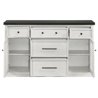 Chalet 5-drawer Sideboard Buffet Cabinet Vintage White