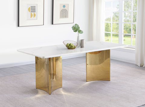 Bella Rectangular 79-inch Marble Top Dining Table WhiteWhite Marble