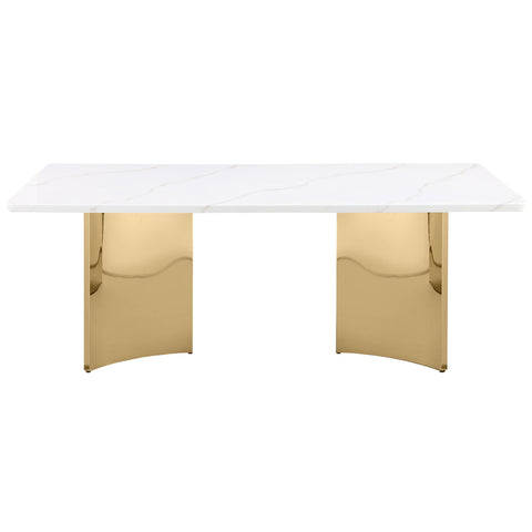 Bella Rectangular 79-inch Marble Top Dining Table WhiteWhite Marble