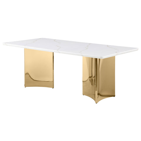 Bella Rectangular 79-inch Marble Top Dining Table WhiteWhite Marble