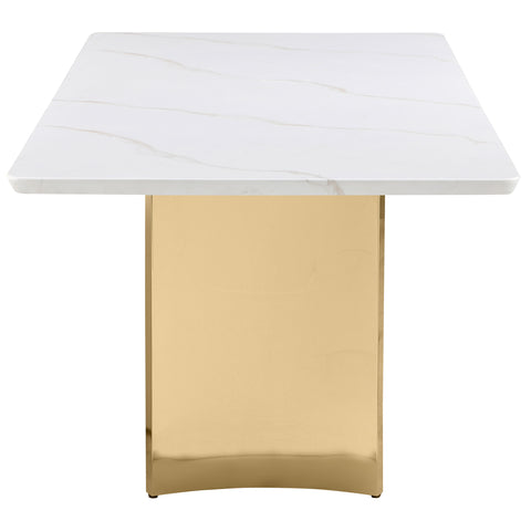 Bella Rectangular 79-inch Marble Top Dining Table WhiteWhite Marble