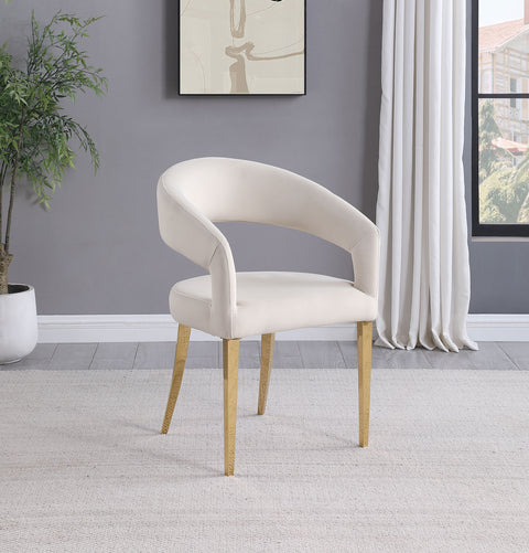 7.5" Velvet Upholstered Dining Arm Cream Beige (Set of 2)Cream