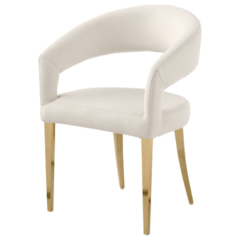 7.5" Velvet Upholstered Dining Arm Cream Beige (Set of 2)Cream