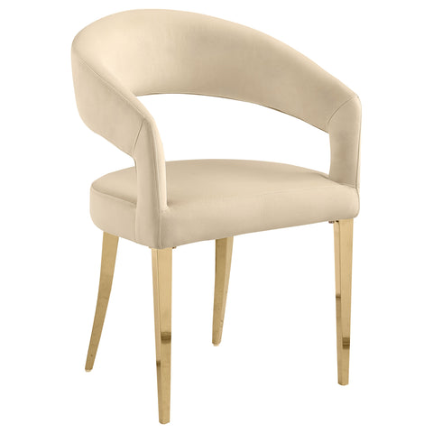 7.5" Velvet Upholstered Dining Arm Chair Beige (Set of 2)Beige