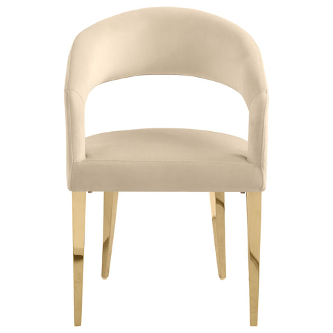 7.5" Velvet Upholstered Dining Arm Chair Beige (Set of 2)Beige