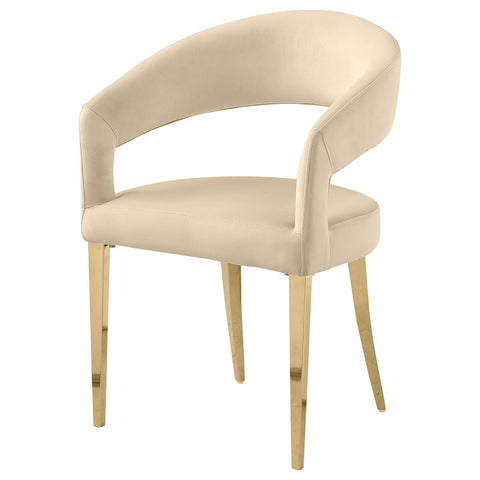 7.5" Velvet Upholstered Dining Arm Chair Beige (Set of 2)Beige