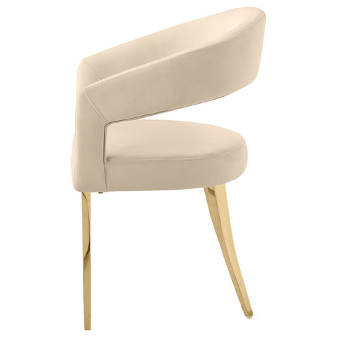 7.5" Velvet Upholstered Dining Arm Chair Beige (Set of 2)Beige