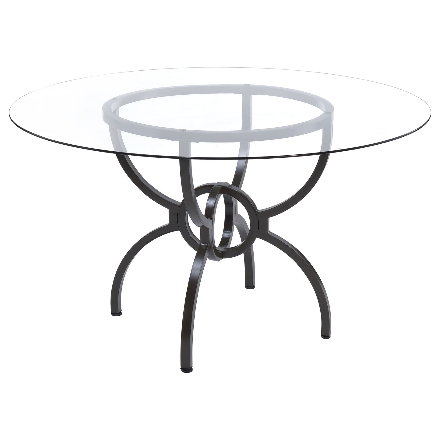 fallon 5-piece round glass top dining table set gunmetal