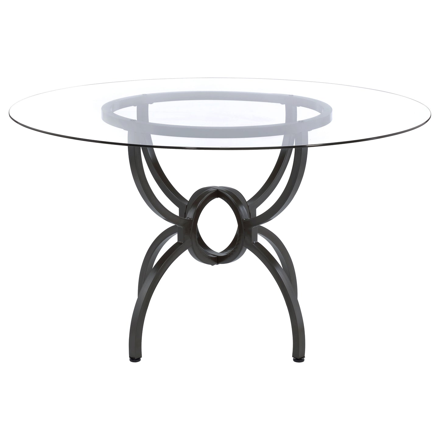 fallon round 48-inch glass top metal dining table gunmetal