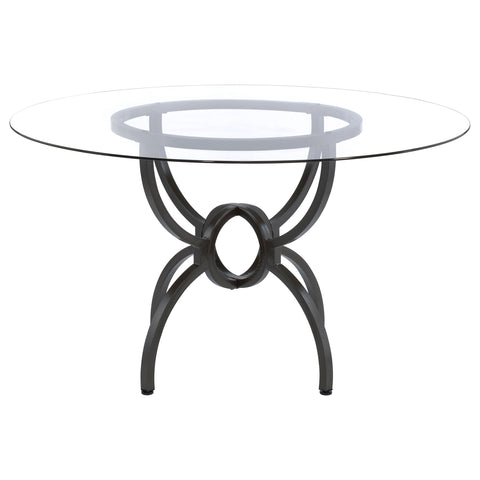 Bridle Round 48-inch Glass Top Metal Dining Table GunmetalGunmetal