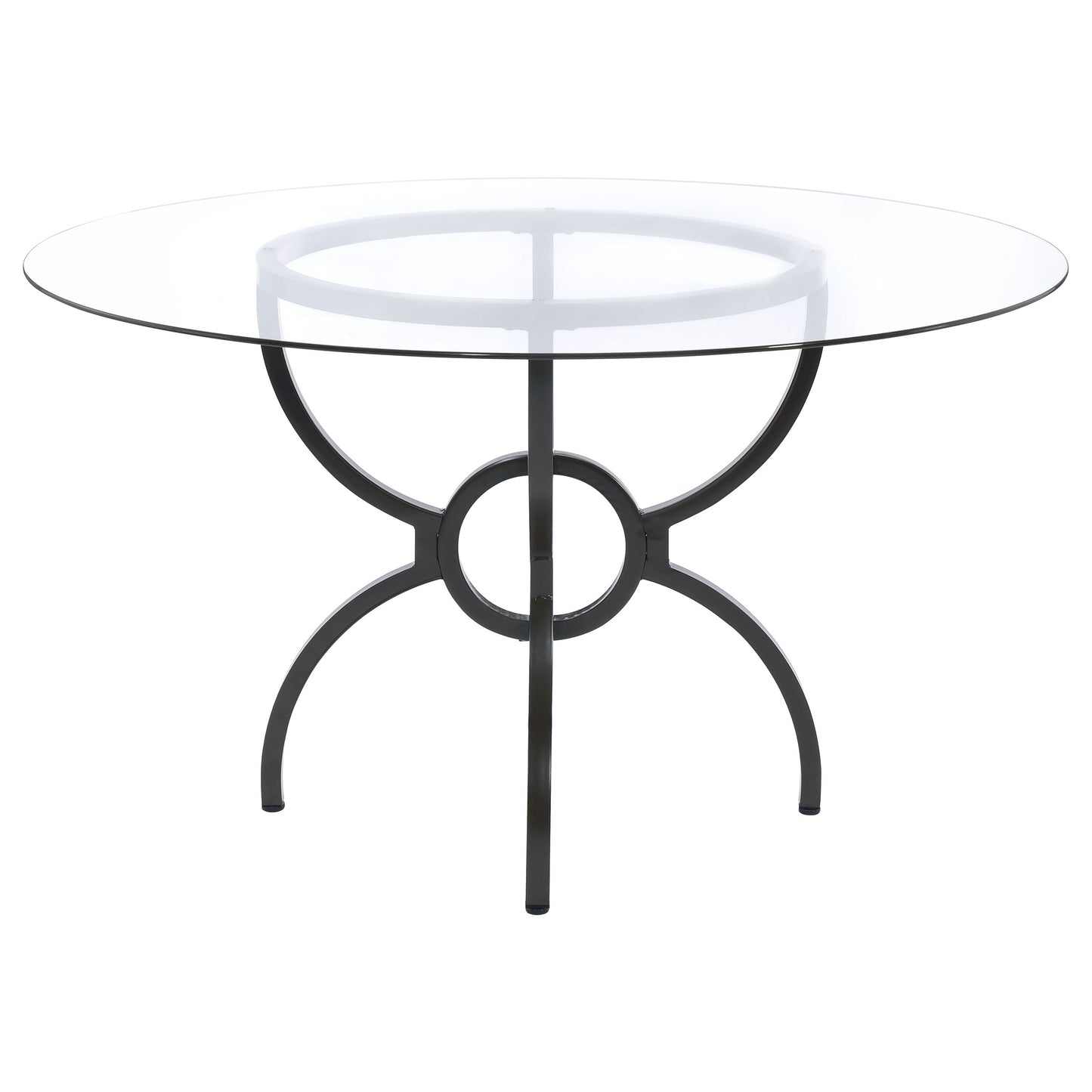 fallon round 48-inch glass top metal dining table gunmetal