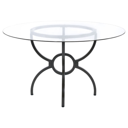 Fallon Round 48-inch Glass Top Metal Dining Table Gunmetal