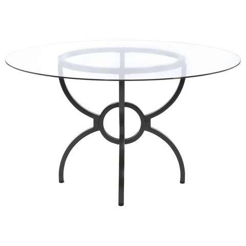 Bridle Round 48-inch Glass Top Metal Dining Table GunmetalGunmetal