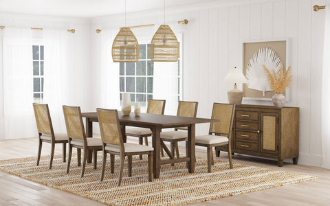 Kourtney 7-piece Rectangular Dining Table Set Light BrownLight Brown