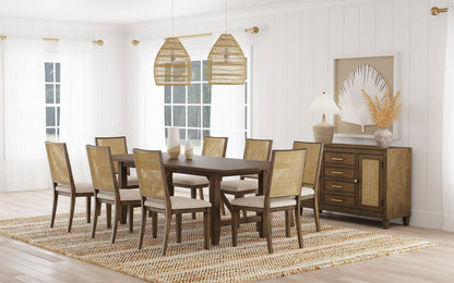 Kourtney 9-piece Rectangular Dining Table Set Light BrownLight Brown