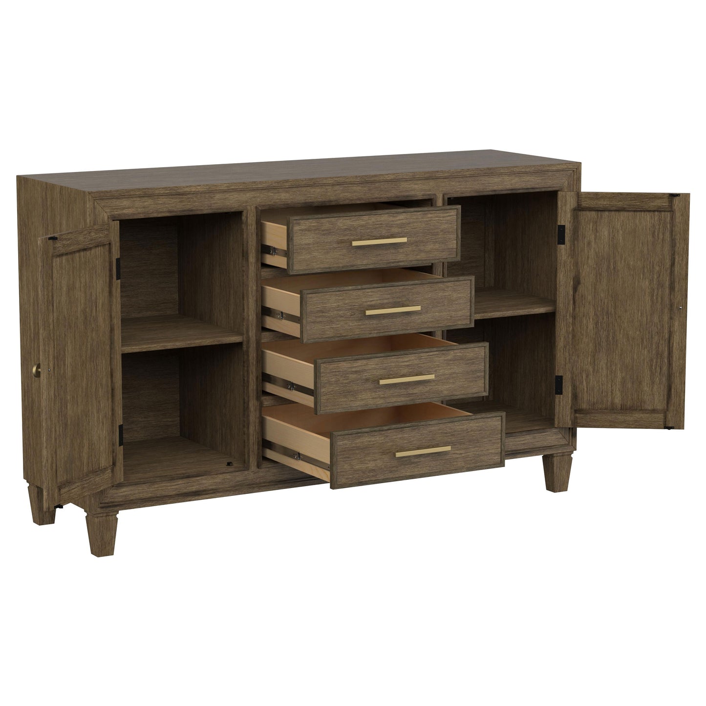 apperson 4-drawer sideboard buffet cabinet light brown