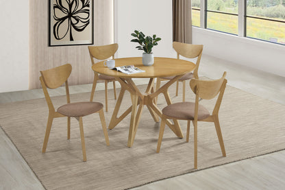Katrina 5-piece Round Solid Wood Dining Set Light WalnutLight Walnut