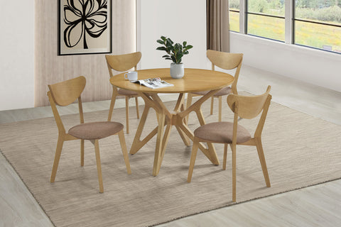 Katrina 5-piece Round Solid Wood Dining Set Light WalnutLight Walnut
