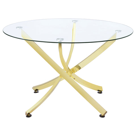 Edith Round 46-inch Glass Top Dining Table BrassBrass
