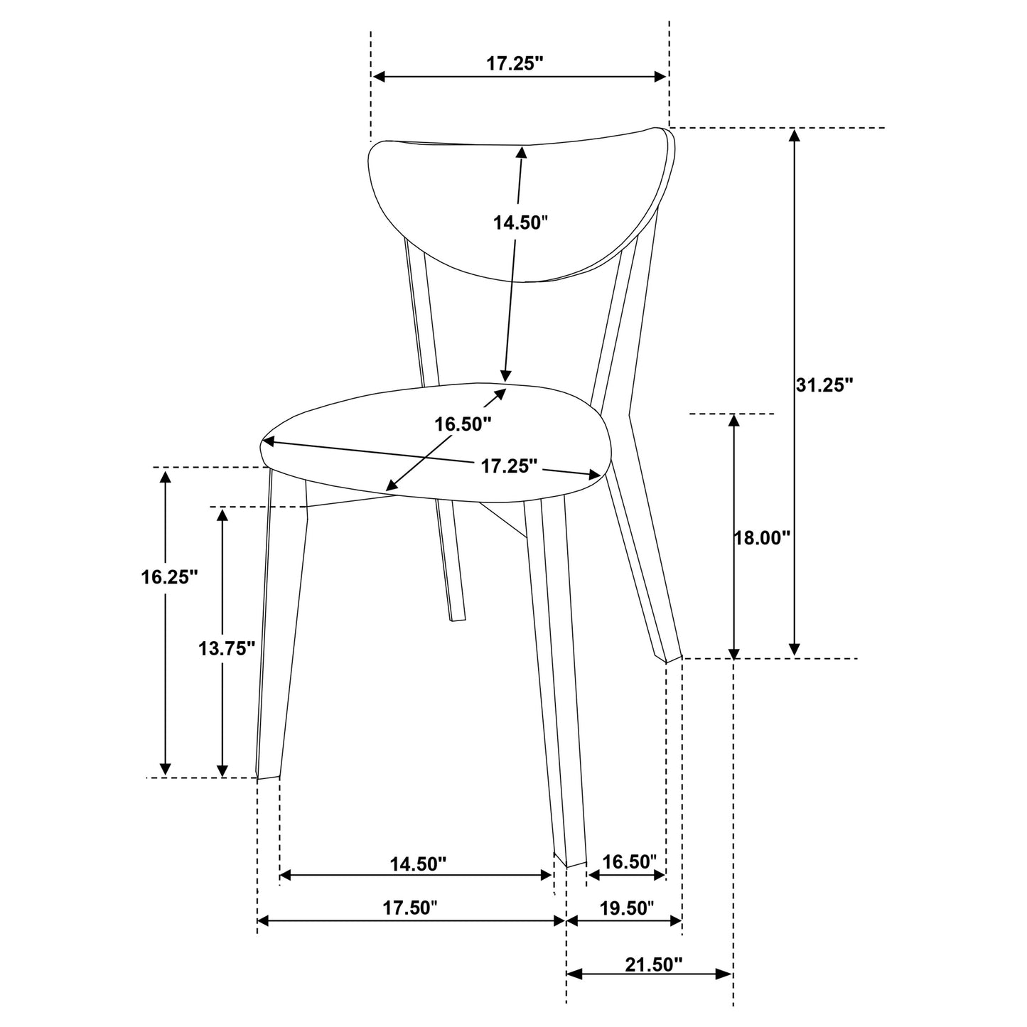 sophia wood dining side chair light walnut (set of 2)