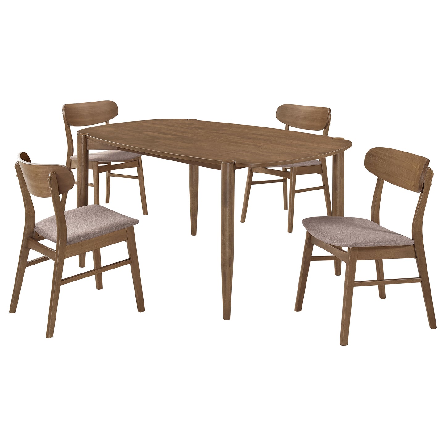 caufield 5-piece oval solid wood dining set walnutwalnut