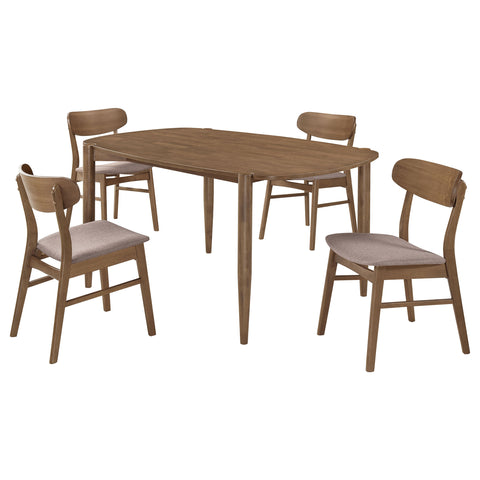 Caufield 5-piece Oval Solid Wood Dining Set WalnutWalnut