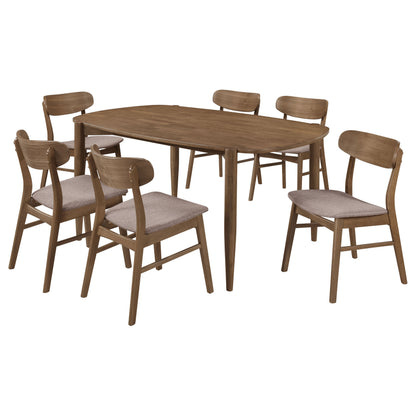 Caufield 7-piece Oval Solid Wood Dining Set WalnutWalnut