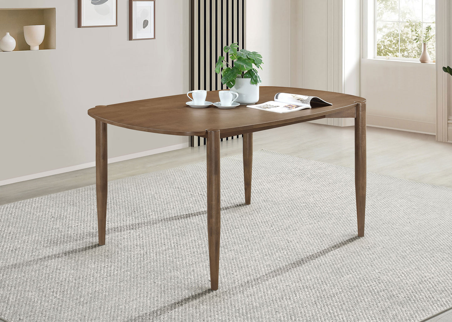 bowen oval 63-inch solid wood dining table walnut