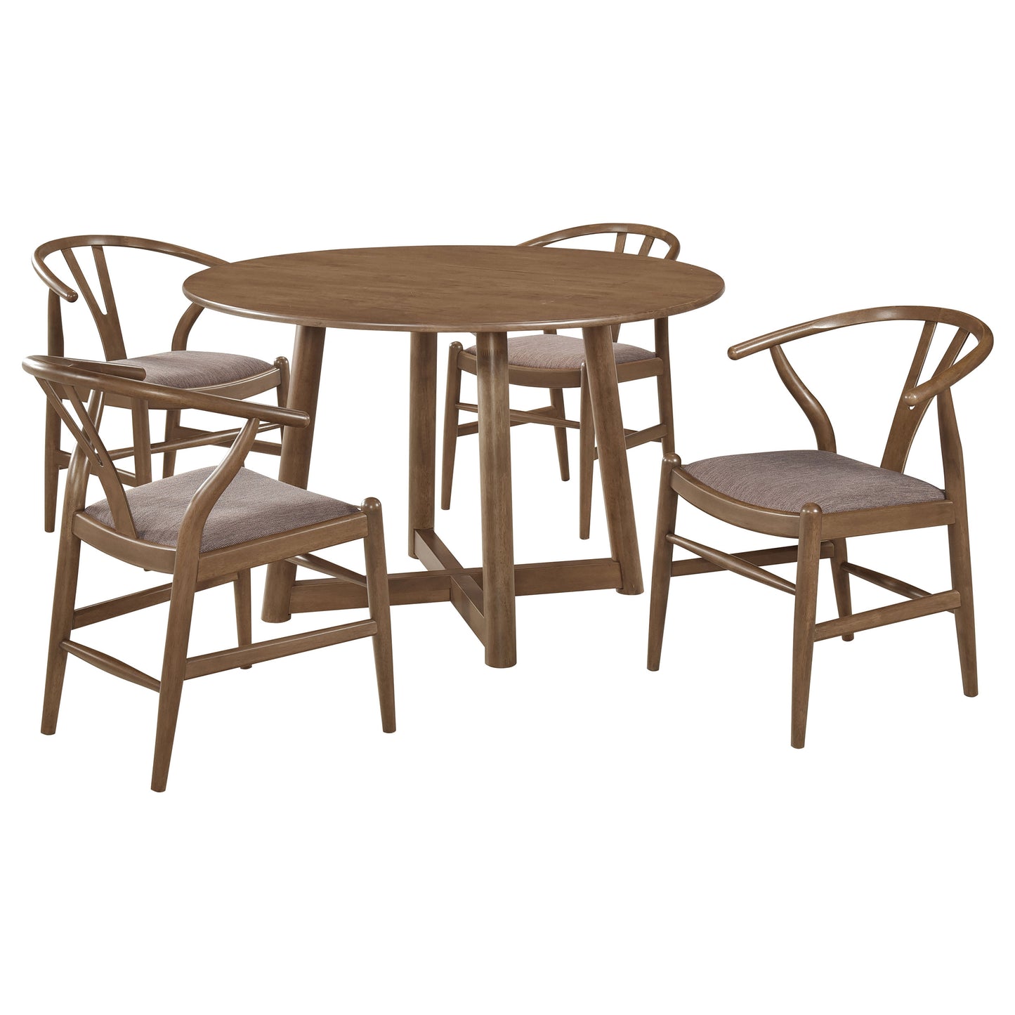 rylie 5-piece round solid wood dining set walnutwalnut