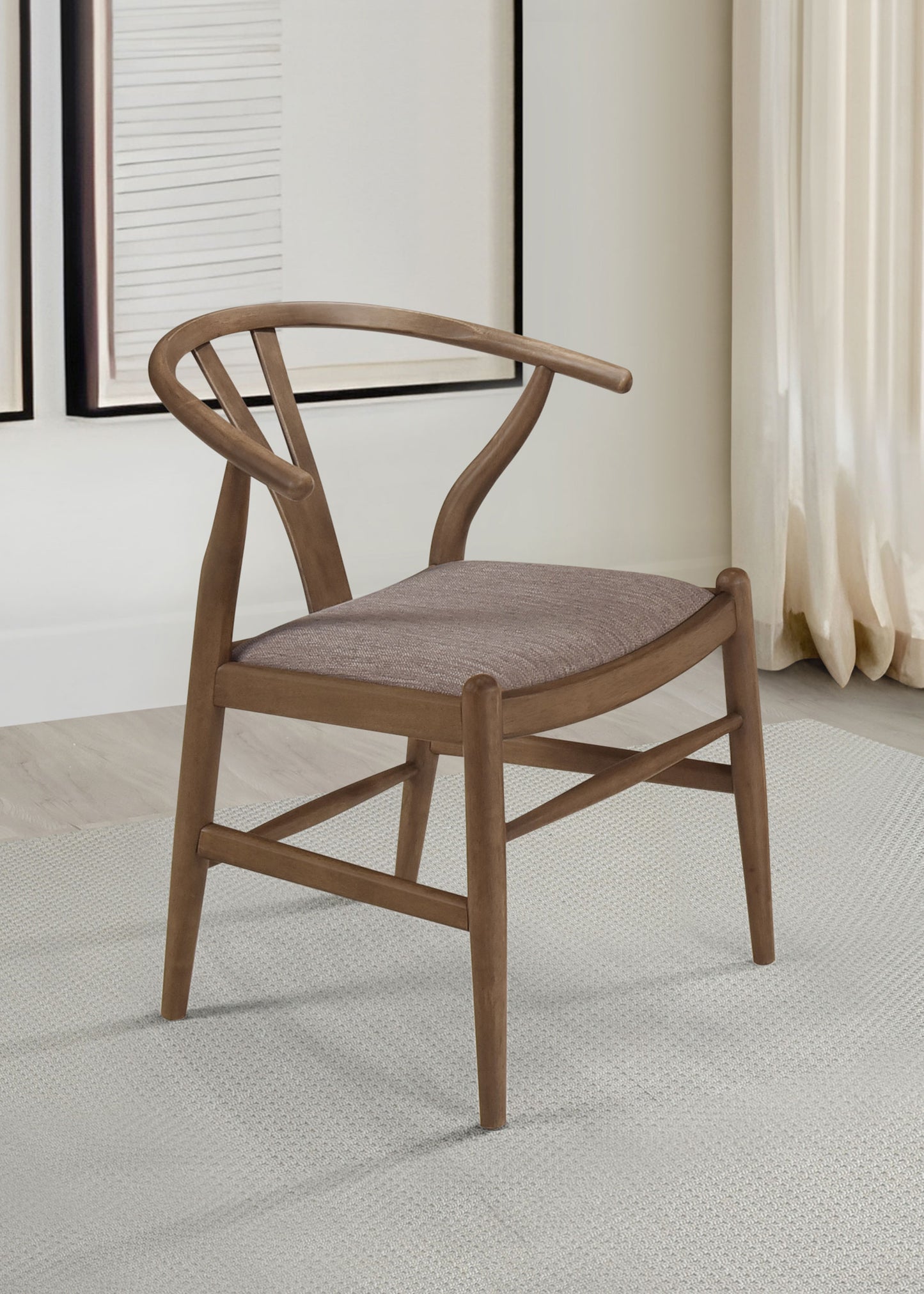 arabella wood wishbone dining side chair walnut (set of 2)