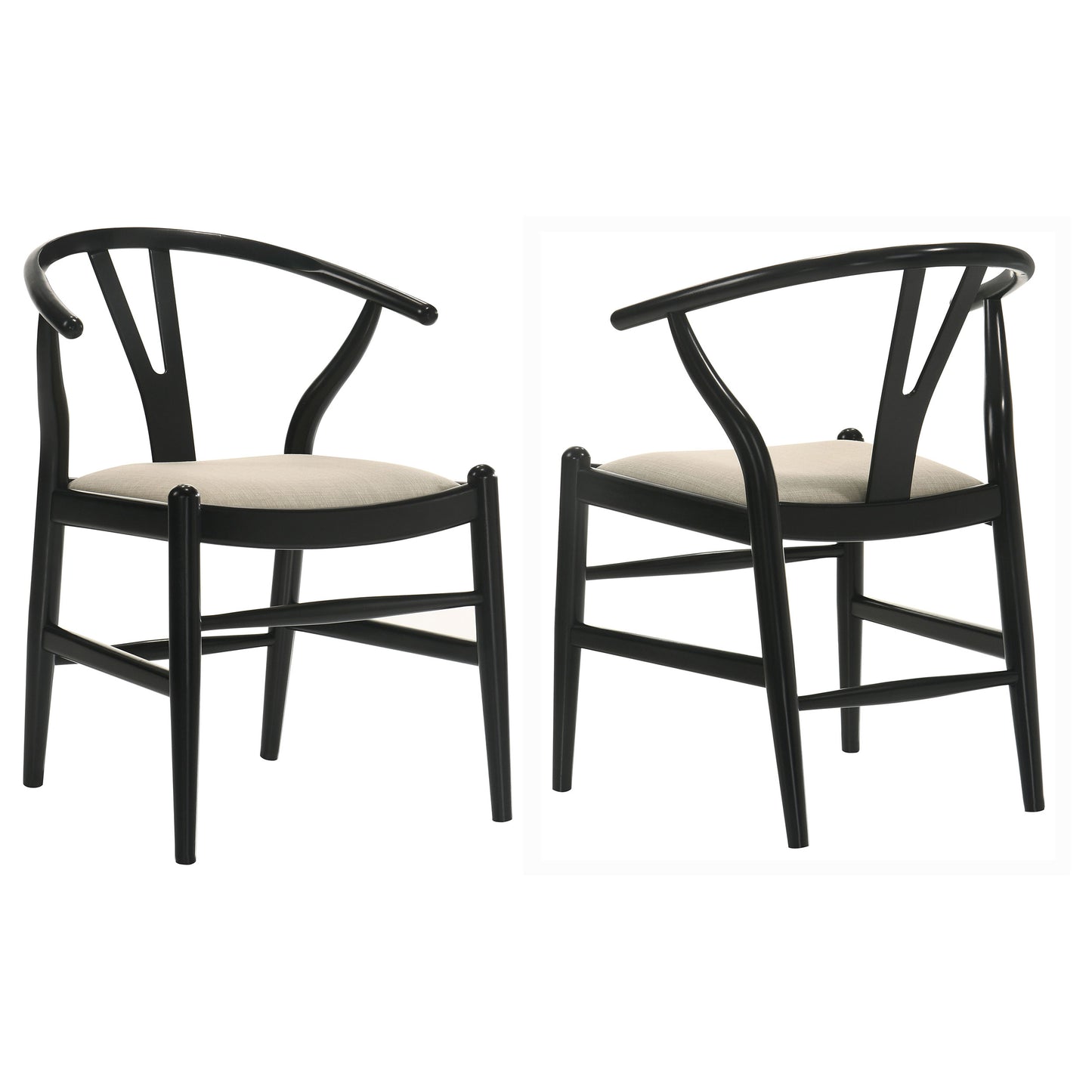 arabella wood wishbone dining side chair black (set of 2)