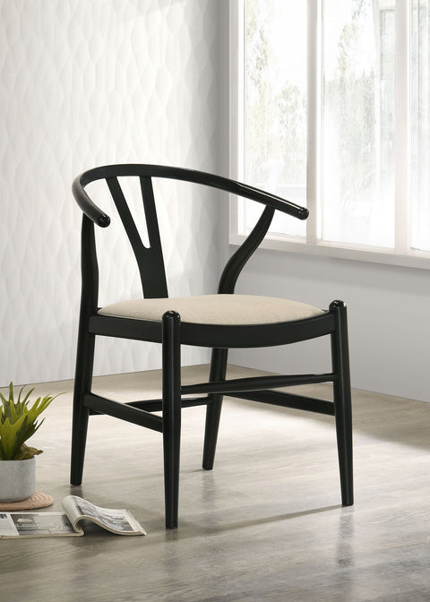 Anzio Wood Wishbone Dining Side Chair Black (Set of 2)Black