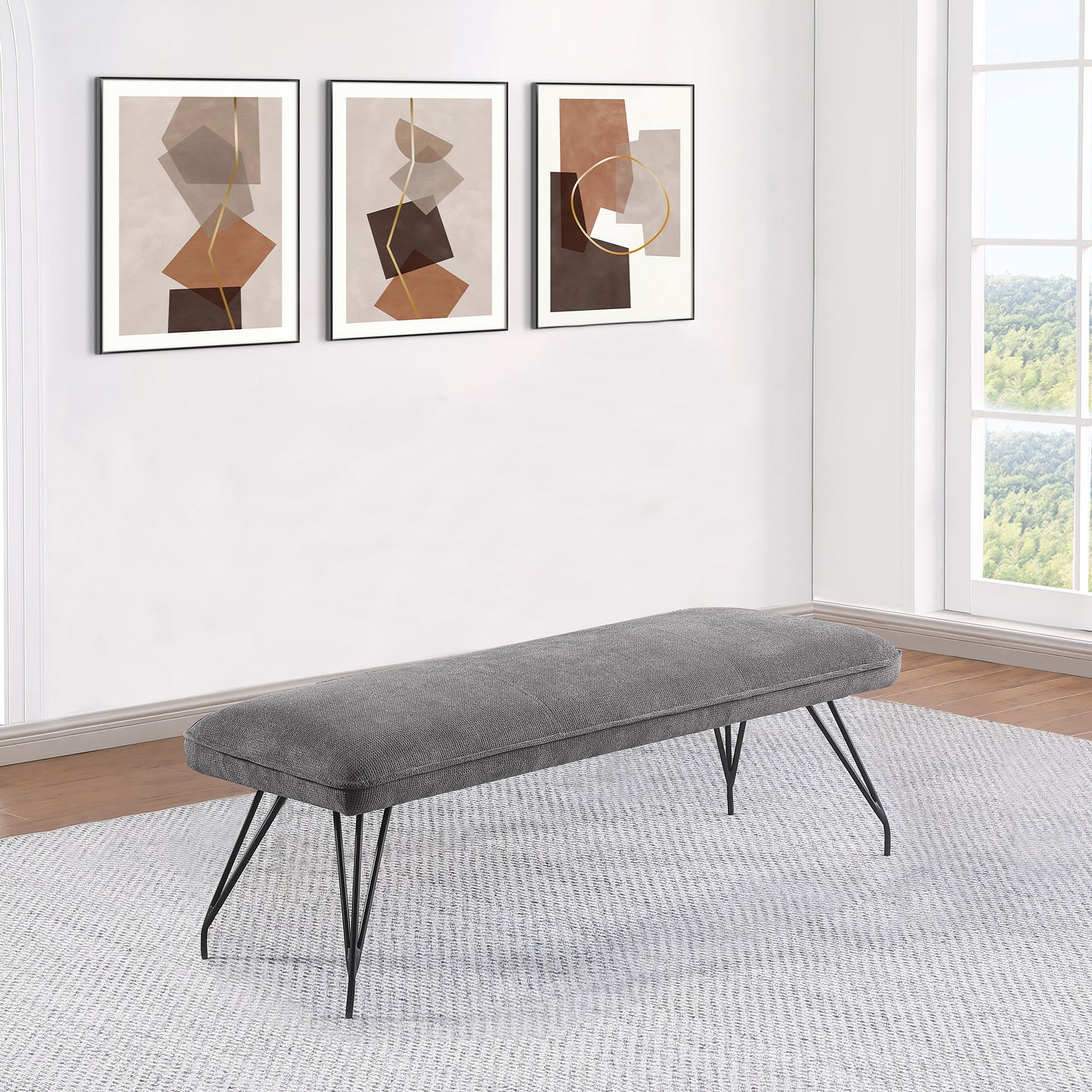 stella fabric upholstered dining bench greygrey
