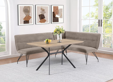 Stella Fabric Upholstered L-Shaped Nook Dining Bench TaupeTaupe
