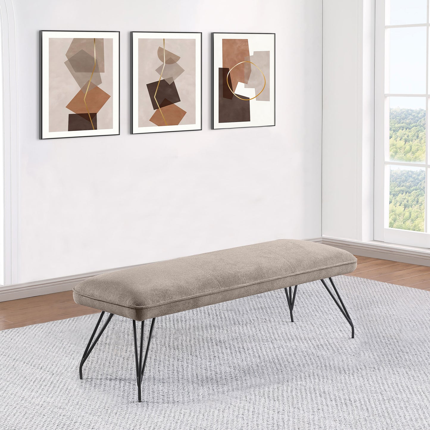 stella fabric upholstered dining bench taupetaupe