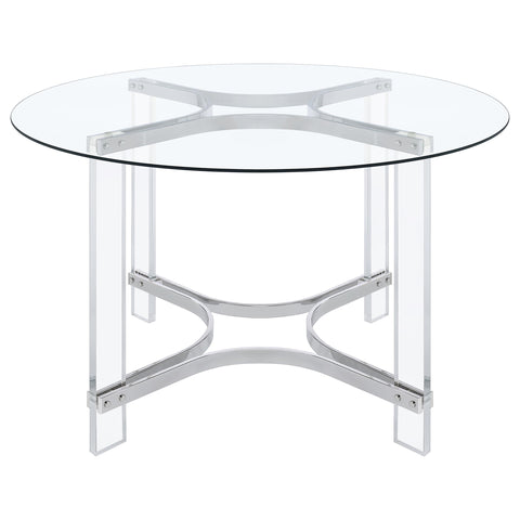 Simpson 5-piece Round Glass Top Acrylic Dining Set ChromeChrome